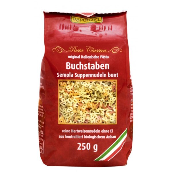 Fidea Supa Litere Colorate Semola Bio, 250 g, Rapunzel
