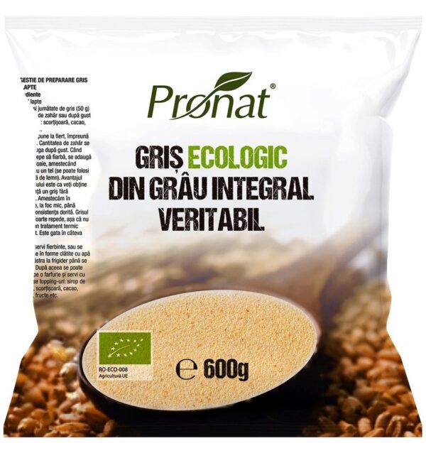 Gris Bio Din Grau Integral Veritabil, 600 g, Pro Natura