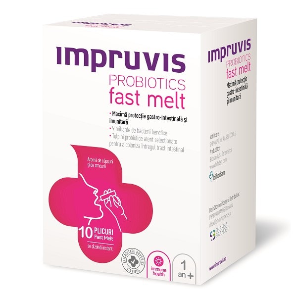 Impruvis Probiotic Fast Melt, 10 Plicuri, Bifodan