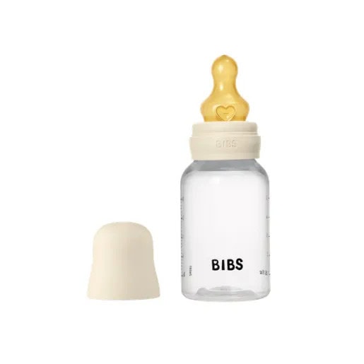 BIBS Biberon Lapte Anticolici PP-Tetina Latex- Set complet Ivory, 150 ml