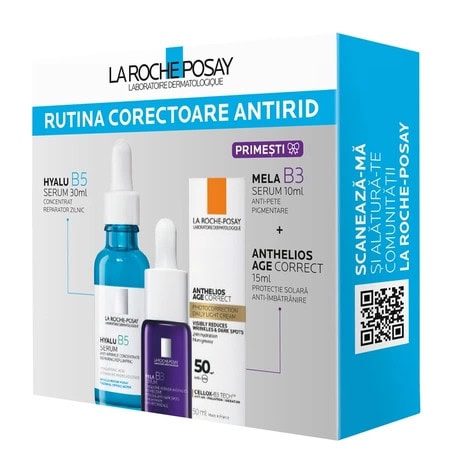 LA ROCHE-POSAY Pachet Hyalu B5 Serum 30 ml + Mini Anthelios Age Correct 15 ml + Mini Mela B3 Serum 10 ml