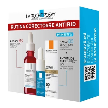 LA ROCHE-POSAY Pachet Retinol B3 Serum 30 ml + Mini Anthelios Age Correct 15 ml + Mini Hyalu B5 Serum 10 ml