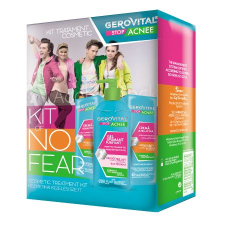 Pachet Stop Acnee Gel Spumant Purifiant, 150 ml + Crema-gel Sebum Control, 50 ml + Crema Ultra-activa, 15 ml, Gerovital
