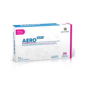 Solutie Pentru Nebulizare pe Baza de Apa si Acid Hialuronic Aero Bleu, 20 Fiole x 5 ml, Bleu Pharma