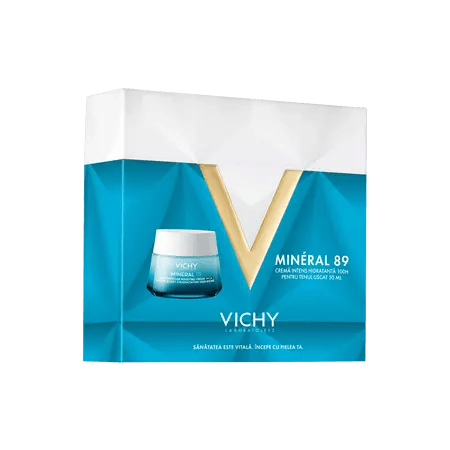 VICHY Pachet crema intens hidratanta 100H pentru tenul uscat Mineral 89, 50 ml