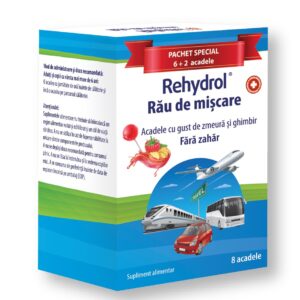 Acadele Pentru Rau de Miscare cu Zmeura si Ghimbir Rehydrol, 6 + 2 Acadele, MBA Pharma Innovation
