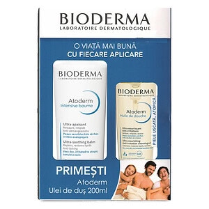 BIODERMA Atoderm Intensiv Balsam 500 ml + Ulei de Dus 200 ml