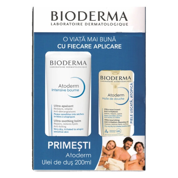 BIODERMA Atoderm Intensiv Balsam 500 ml + Ulei de Dus 200 ml