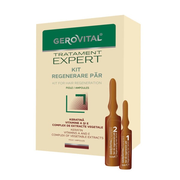 Kit Regenerare Par Tratament Expert, 10 Fiole x 10 ml, 10 Fiole x 5 ml, Gerovital
