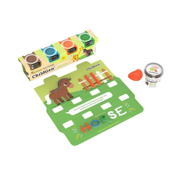 Plastilina Play Dough Pachet Back to School, Maro-Albastru-Portocaliu-Verde 4 x 125 g, ChildGen