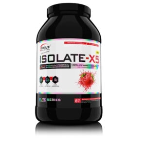 Pudra proteica tip izolat din zer cu aroma de capsuni Isolate-X5 Wild Strawberry, 2000g, Genius Nutrition