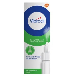 Vibrocil spray nazal, solutie, 2,5 mg/ 0,25 mg/ml, 15 ml, Haleon