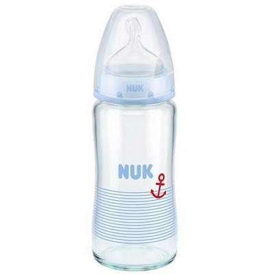 biberon-sticla-cu-tetina-silicon-0-6-luni-240-ml-nuk-o38705-farmacia-morpheus Biberon de Tranzitie cu Toarte si Adaptor First Choice, 150 ml, Nuk