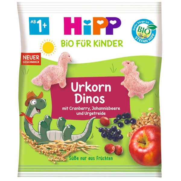 Dinos cu Cereale Bio Merisoare si Coacaze Negre, +1 Ani, 30 g, Hipp