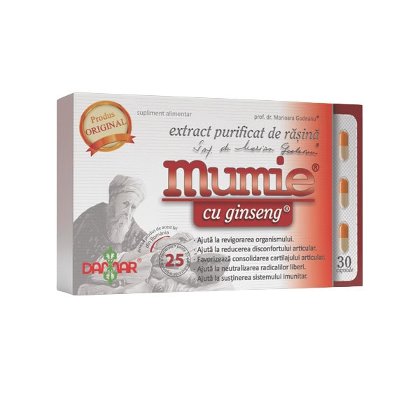 Extract Purificat de Rasina Mumie cu Ginseng, 30 Capsule, Damar