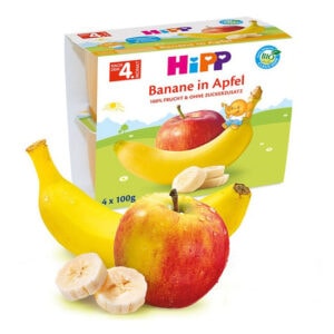 Gustare cu Fructe Mere si Banane, 4 x 100 g, Hipp
