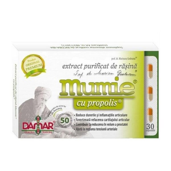 Mumie cu Propolis Extract Purificat de Rasina, 30 Capsule, Damar