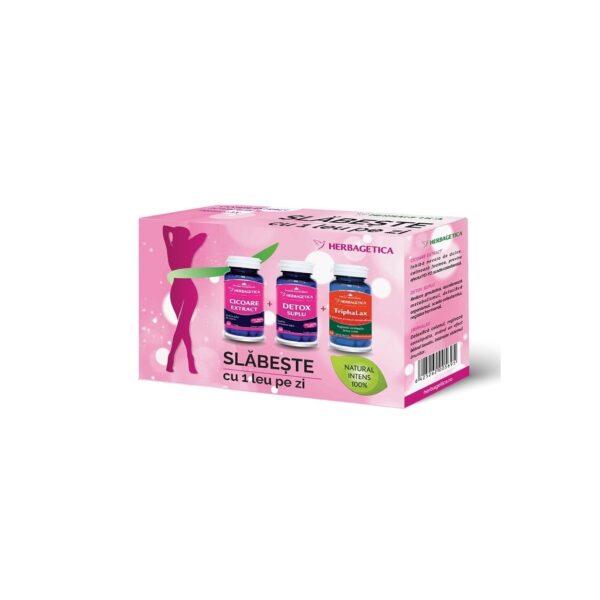 Pachet Cicoare 60 Capsule + Detox Suplu 60 Capsule + Triphalax 60 Capsule, Herbagetica