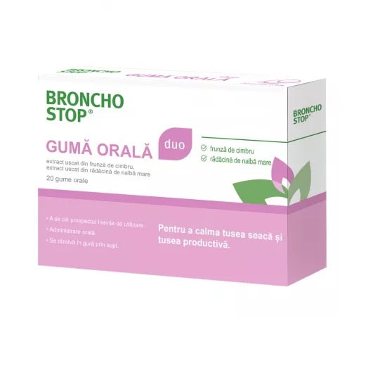 Bronchostop Duo, 20 Guma Orala, Kwizda Pharma