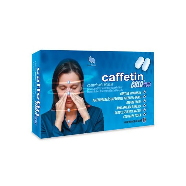 Caffetin Cold Plus, 10 Comprimate Filmate, Alkaloid