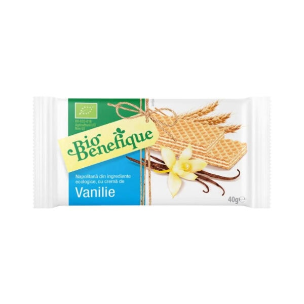 Napolitana Bio cu Crema de Vanilie, 40 g, Sly Nutritia