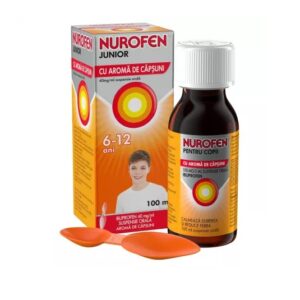 Nurofen Junior Sirop cu Aroma de Capsuni, 6-12 ani, 40mg/ml, 100 ml, Reckitt Benckiser