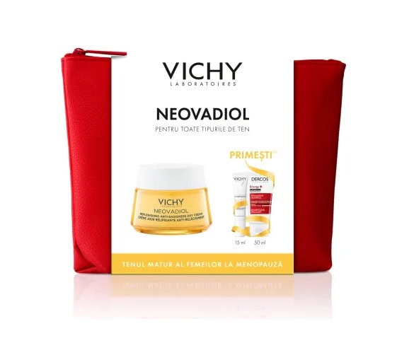 Pachet Crema pentru Redarea Fermitatii Neovadiol, 50 ml + Fluid cu SPF 50+ Capital Soleil, 15 ml + Sampon Aminexil Dercos, 50 ml, Vichy