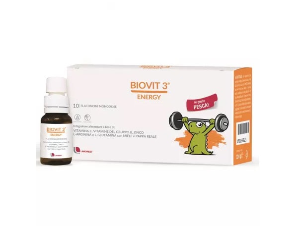 Supliment Alimentar pe Bază de Vitamina B si C, Zinc, L-glutamină și L-arginină Biovit 3 Energy, 10 x 10 ml, Uriach