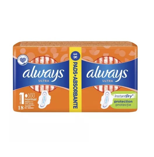 Absorbante Always Ultra Normal, 18 bucati, P&G