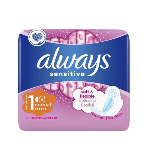 Absorbante Always Ultra Sensitive Normal Plus, 10 bucati, P&G