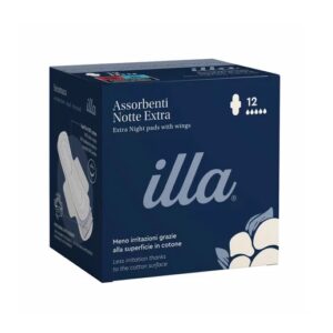 Absorbante de noapte extra din bumbac, 12 bucati, Illa Care