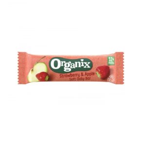 Batoane Bio din Ovaz Integral cu Capsuni si Mere, + 12 luni, 23 g, Organix