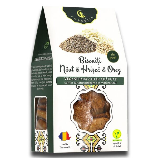 Biscuiti cu Naut, Hrisca si Orez, 130 g, Hiper Ambrozia