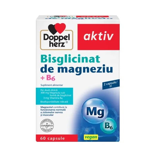 Bisglicinat de Magneziu + B6, 60 capsule, Doppelherz