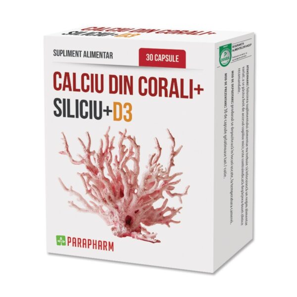 Calciu din Corali + Siliciu + D3, 30 Capsule, Parapharm Quantum