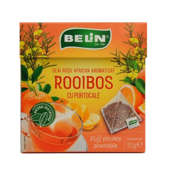 Ceai rooibos cu portocale, 20 plicuri, Belin