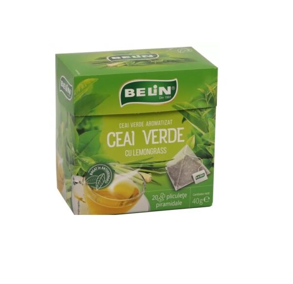 Ceai Verde cu Lemongrass, 20 plicuri, Belin