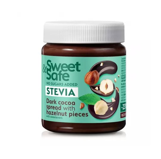 Crema intensa de cacao si alune indulcita cu stevia, 220 g, Sweet & Safe