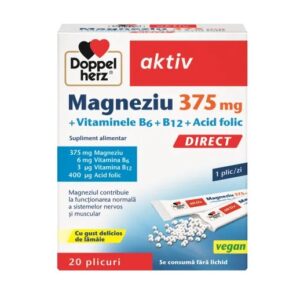 Magneziu 375 mg Direct + Vitaminele B6 + B12 + Acid folic, 20 plicuri, Doppelherz