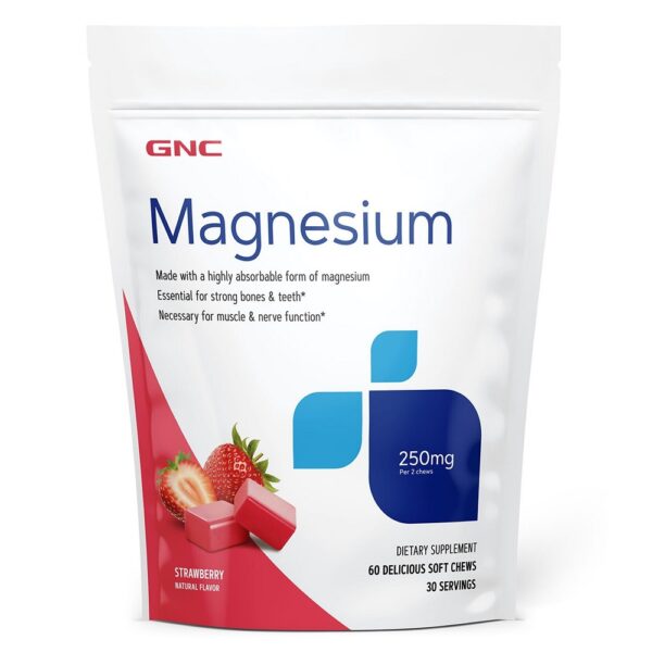 Magneziu Capsuni, 250 mg, 60 Caramele, GNC