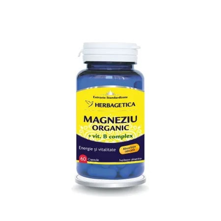 Magneziu Organic cu Vitamina B complex, 60 capsule, Herbagetica