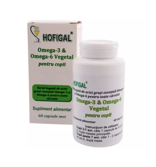 Omega 3 & Omega 6 pentru copii, 60 capsule, Hofigal