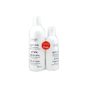 Set Goat's Milk Sampon Reparator 400 ml + Balsam pentru Intarirea Firului de Par 200 ml, Ziaja