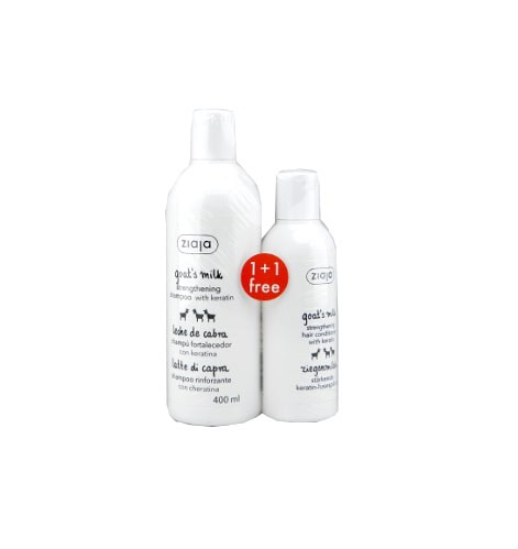Set Goat's Milk Sampon Reparator 400 ml + Balsam pentru Intarirea Firului de Par 200 ml, Ziaja