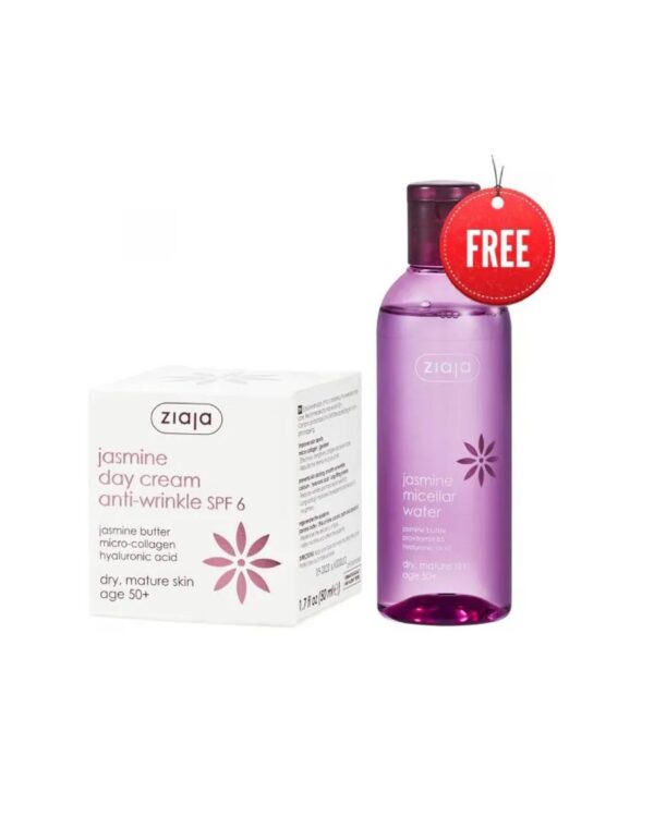 pachet-promo-jasmine-crema-de-zi-antirid-spf-6-50-ml-apa-micelara-200-ml-ziaja-O39231-farmacia-morpheus Pachet Promo, Jasmine (Crema de zi Antirid, SPF 6, 50 ml + Apa Micelara, 200 ml), Ziaja