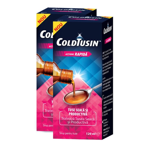 Pachet Sirop de Tuse cu Ingrediente Naturale Coldtusin, 120 ml + 120 ml, Perrigo