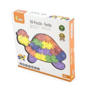 Puzzle din Lemn 3D cu Litere si Cifre, Broasca Testoasa (55250), Viga