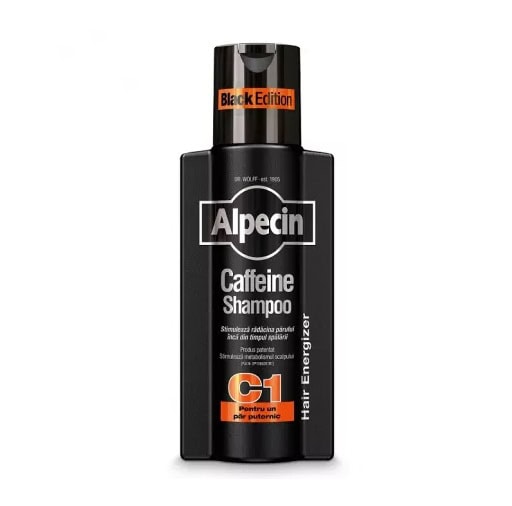 Sampon cu cafeina impotriva caderii parului C1 Black Edition, 250 ml, Alpecin