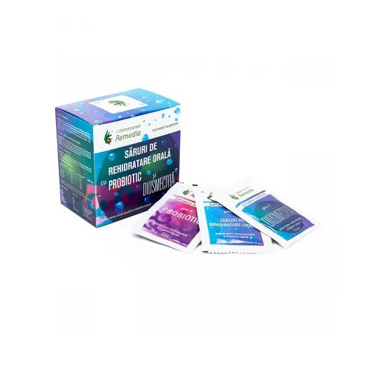 Saruri rehidratare cu probiotic si diosmectita, 24 plicuri, Remedia