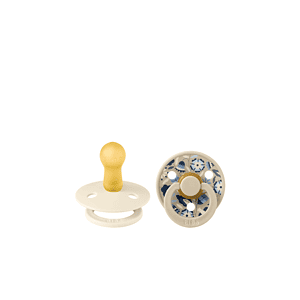 Set 2 Suzete cu Tetina Rotunda din Latex, 6-18 luni, Size 2, Colour Bobo Ivory Mix, BIBS